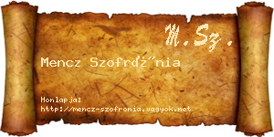 Mencz Szofrónia névjegykártya